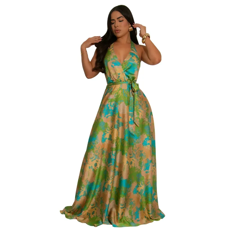 Printed Women Halter V-neck Backless Wide Leg Long Dress 2025 Summer Evening Sexy Night Party Maxi Dresses Vestidos
Printed Women Halter V-neck Backless Wide Leg Long Dress 2025 Summer Evening Sexy Night Party Maxi Dresses Vestidos
