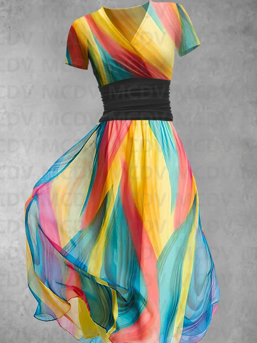 Women's Rainbow Tie Dye Ombre Art Dress 3D Printed Sexy V-neck Dress Female Dresses
Women's Rainbow Tie Dye Ombre Art Dress 3D Printed Sexy V-neck Dress Female Dresses