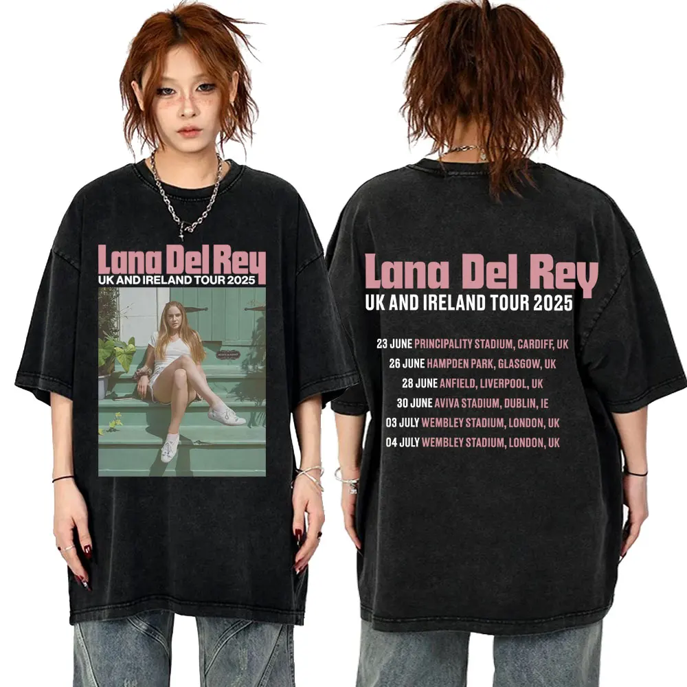 Washed Vintage Lana Del Rey UK and Ireland Tour 2025 T Shirt Men Women Fashion Pop Music T-shirts Unisex Summer 100% Cotton Tees
Washed Vintage Lana Del Rey UK and Ireland Tour 2025 T Shirt Men Women Fashion Pop Music T-shirts Unisex Summer 100% Cotton Tees