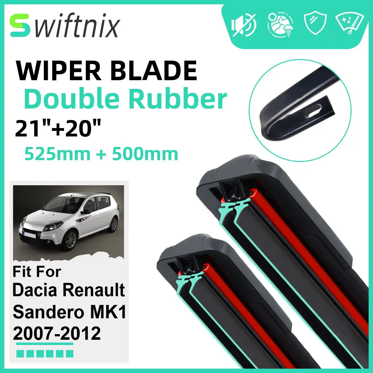 Двойные резиновые автомобильные дворники для Dacia Renault Sandero MK1 2007-2012, переднее ветровое стекло, резиновые автомобильные аксессуары 2012
Двойные резиновые автомобильные дворники для Dacia Renault Sandero MK1 2007-2012, переднее ветровое стекло, резиновые автомобильные аксессуары 2012
