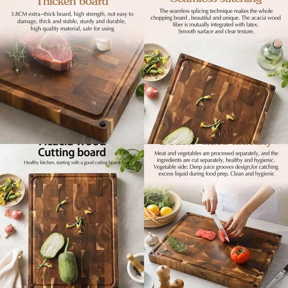 Reversible 19x14 Acacia Wood Chopping Board with Handles, Juice Groove & Non-Slip Feet
Reversible 19x14 Acacia Wood Chopping Board with Handles, Juice Groove & Non-Slip Feet