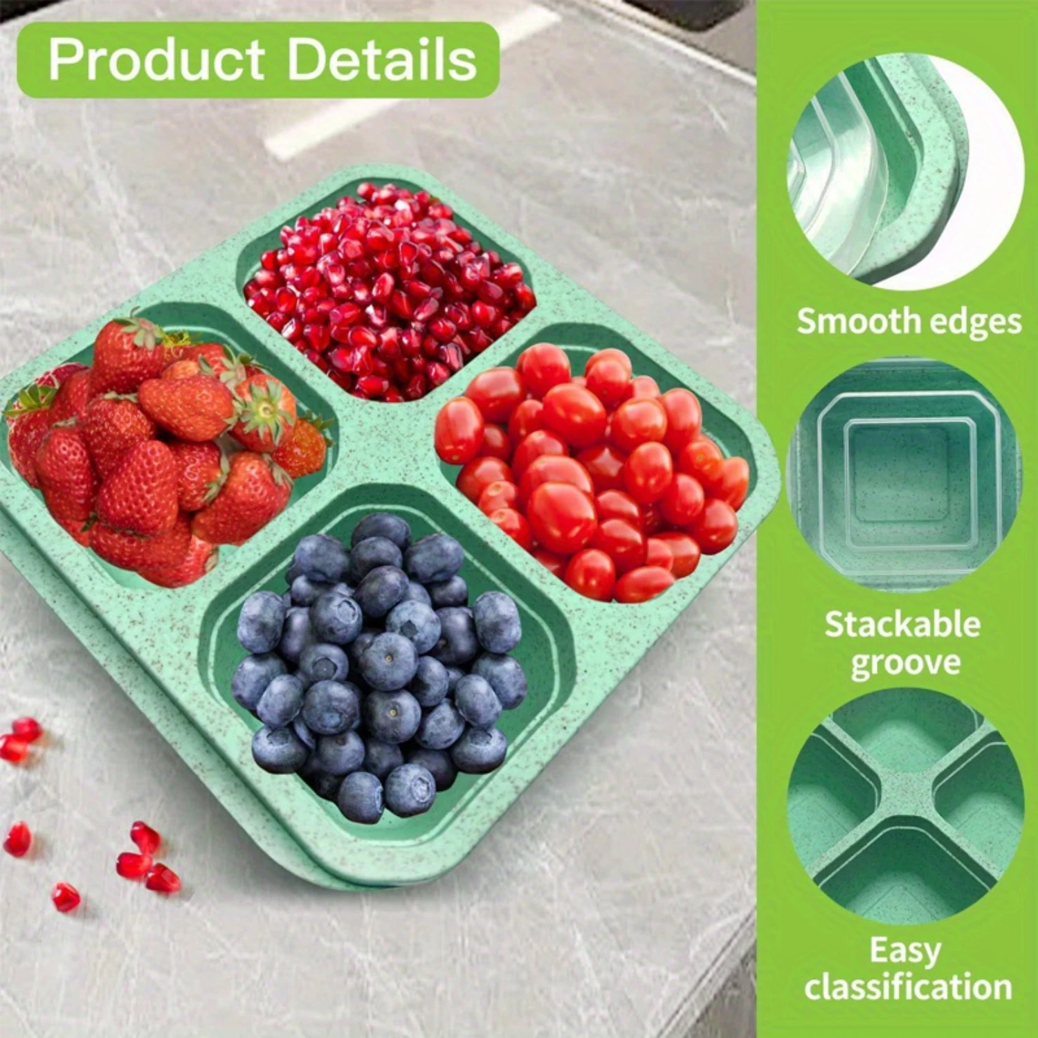 4-Piece Set Reusable Snack Lunch Boxes, Meal Prep Containers, Divided Office and Travel Food Organizer, Stackable with Smooth E
4-Piece Set Reusable Snack Lunch Boxes, Meal Prep Containers, Divided Office and Travel Food Organizer, Stackable with Smooth E