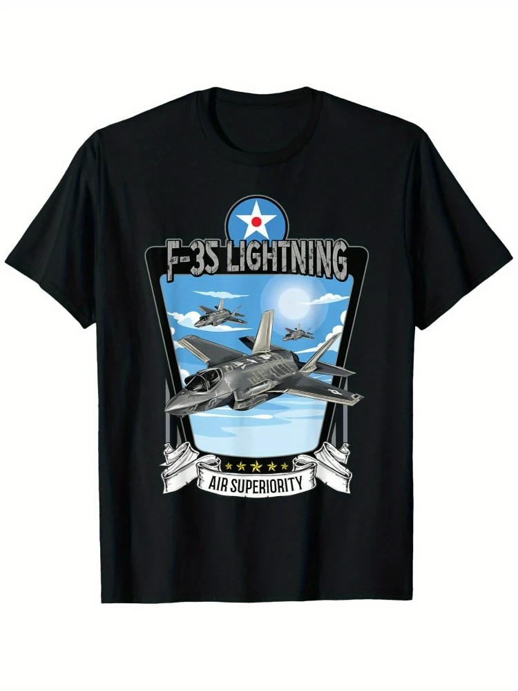 F-35 Lightning II Fighter Jet — мужская футболка с патриотическим американским флагом и звездами — 100% хлопок с короткими рукавами и принтом.
F-35 Lightning II Fighter Jet — мужская футболка с патриотическим американским флагом и звездами — 100% хлопок с короткими рукавами и принтом.
