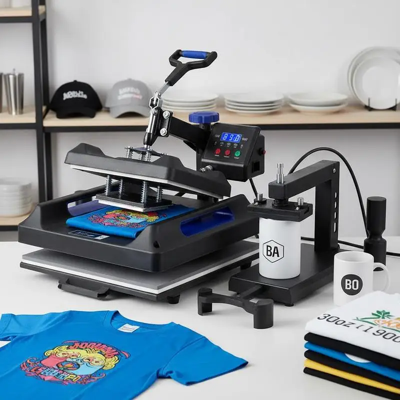 Sublimation Transfer Equipment 15 x 15 inch For T-Shirts Mugs Hats, 8 in 1 Combo 30 oz Tumbler Press 360 Degree Swing Away Design Digital Control Panel Non-Stick Surface Black Blue Color
Sublimation Transfer Equipment 15 x 15 inch For T-Shirts Mugs Hats, 8 in 1 Combo 30 oz Tumbler Press 360 Degree Swing Away Design Digital Control Panel Non-Stick Surface Black Blue Color