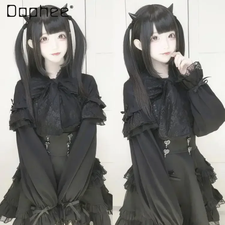 Japanese Style Sweet Lace Bow Shirt Long Sleeve Heart Button Blouse Lolita JK Girls Elegant Black White Harajuku Aesthetic
Japanese Style Sweet Lace Bow Shirt Long Sleeve Heart Button Blouse Lolita JK Girls Elegant Black White Harajuku Aesthetic