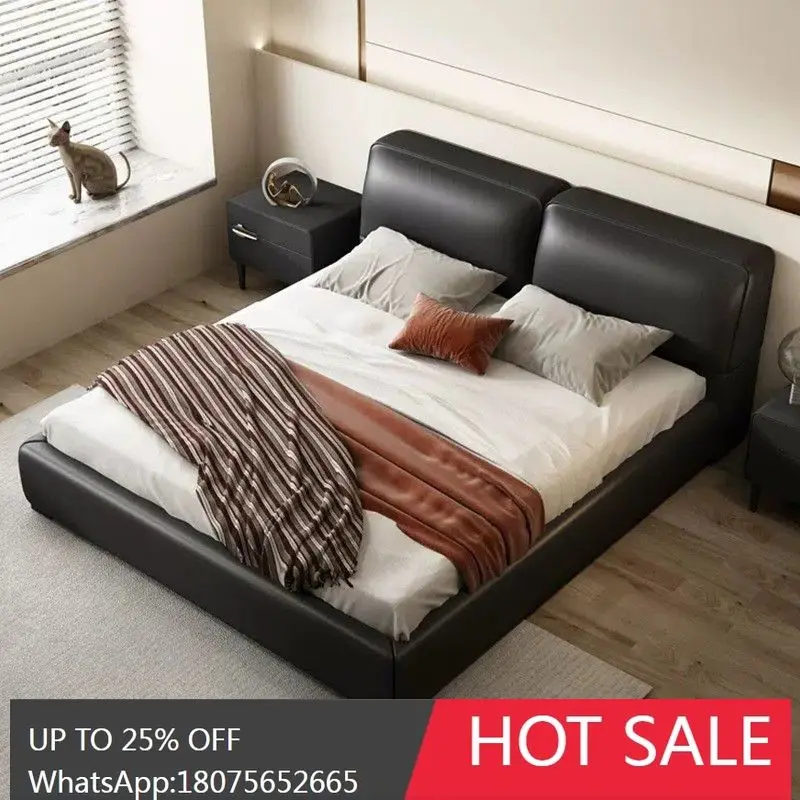 HLZ Modern Minimalist Genuine Leather Bed Master Elegant Luxury Floor-standing Large Bed Head Layer Cowhide Double Bed
HLZ Modern Minimalist Genuine Leather Bed Master Elegant Luxury Floor-standing Large Bed Head Layer Cowhide Double Bed