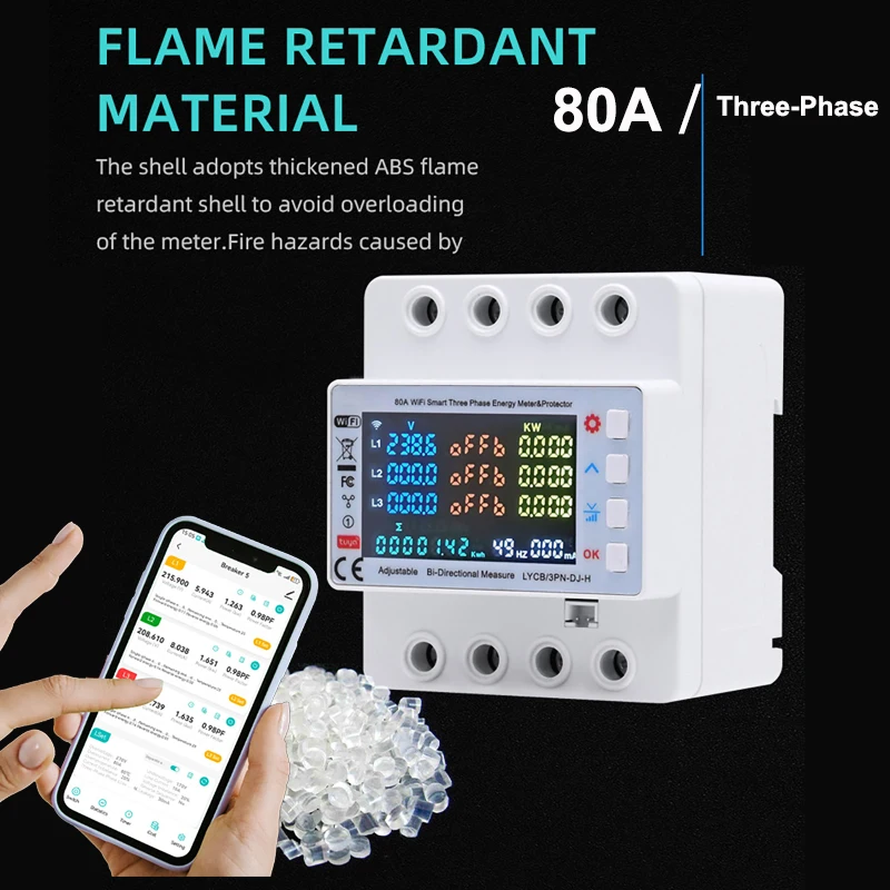 80A WIFI Smart 3-Phase Energy Meter Protector Timer Breaker Multifunctional Protection Three-Relay Photovoltaic Meter Protector
80A WIFI Smart 3-Phase Energy Meter Protector Timer Breaker Multifunctional Protection Three-Relay Photovoltaic Meter Protector