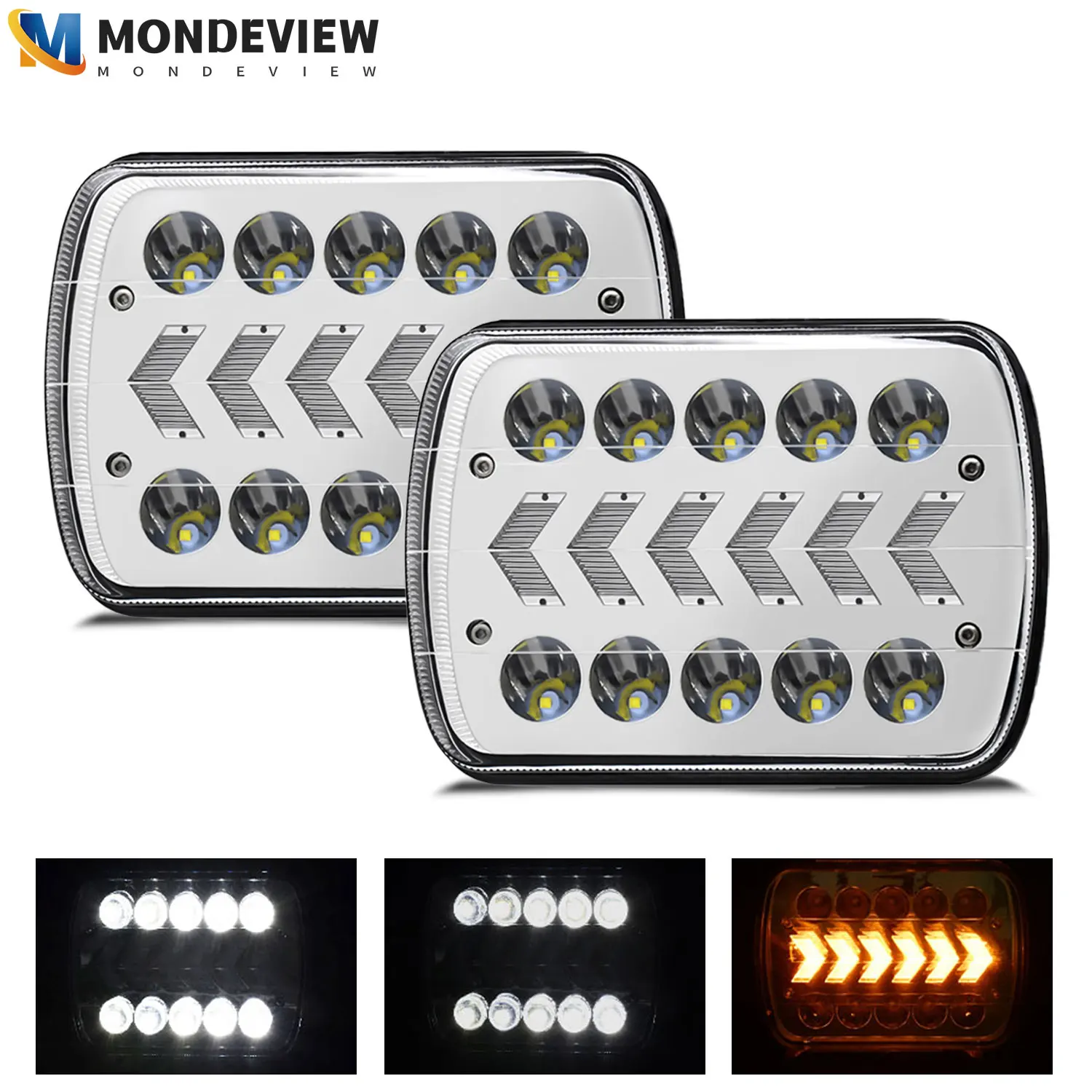 MONDEVIEW H4 7x6 Automotive LED Light CREE LED Chip 300W High Power 6000K White Light 300000LM Truck Turn Signal
MONDEVIEW H4 7x6 Automotive LED Light CREE LED Chip 300W High Power 6000K White Light 300000LM Truck Turn Signal