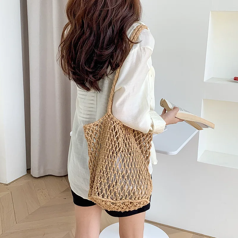 Handmade woven bag, summer new leisure vacation beach bag, large capacity hollowed out fishing net, shoulder bag, net pocket bag
Handmade woven bag, summer new leisure vacation beach bag, large capacity hollowed out fishing net, shoulder bag, net pocket bag