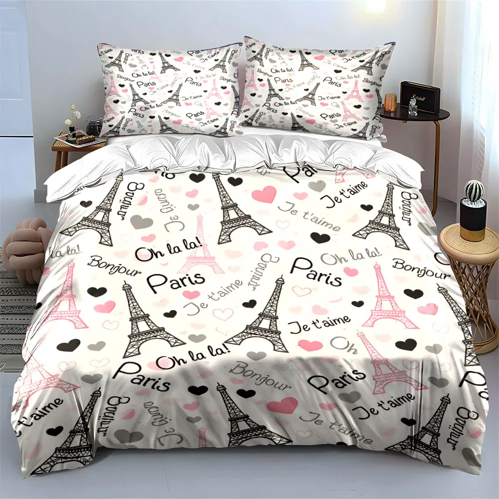 Eiffel Tower Romantic Decor Set Bedding Set with 1 Duvet Cover 2 Pillowcases Single Double King Queen, Gift
Eiffel Tower Romantic Decor Set Bedding Set with 1 Duvet Cover 2 Pillowcases Single Double King Queen, Gift