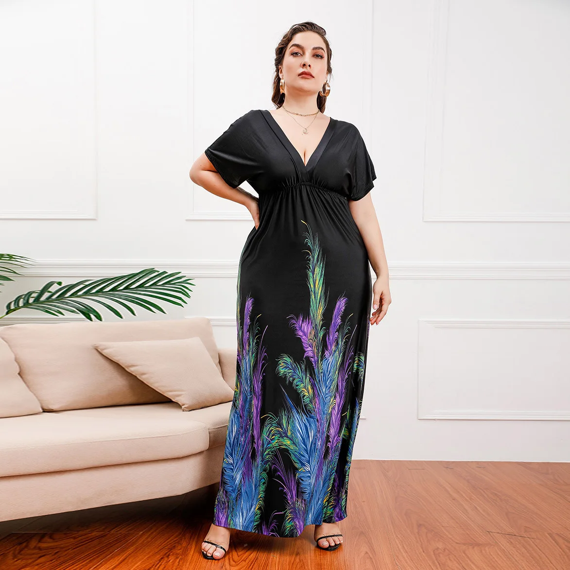 Womens Loose Kaftans Casual V Neck Short Sleeve Boho Floral Long Dress Beach Maxi Dress Summer Swing Party Dresses Vestidos Robe
Womens Loose Kaftans Casual V Neck Short Sleeve Boho Floral Long Dress Beach Maxi Dress Summer Swing Party Dresses Vestidos Robe