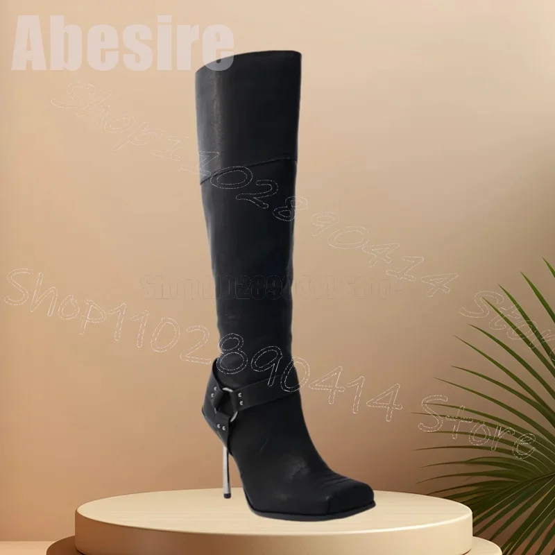 Black Belt Fastener Square Toe Metal Heel Boots Side Zipper Women Shoes Thin High Heels Party Banquet 2025 Zapatos Para Mujere
Black Belt Fastener Square Toe Metal Heel Boots Side Zipper Women Shoes Thin High Heels Party Banquet 2025 Zapatos Para Mujere