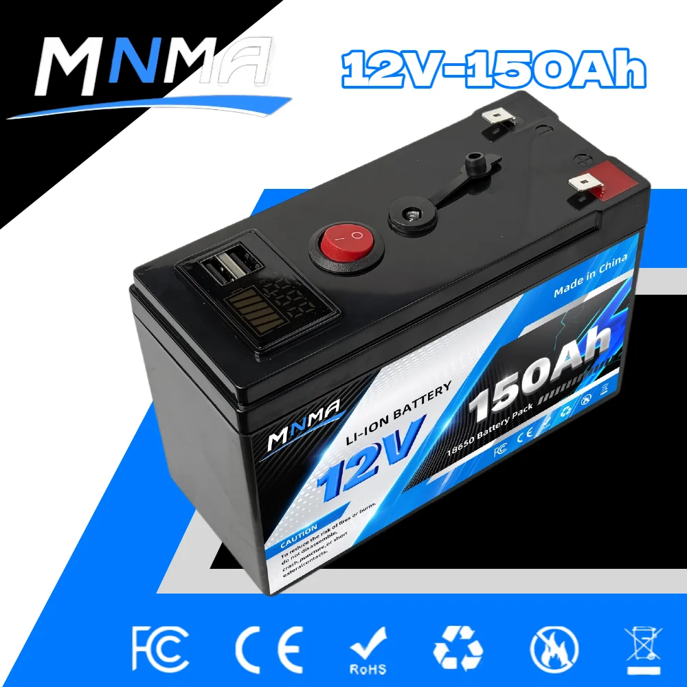 12V 150Ah lithium iron phosphate battery, built-in BMS 4000+ deep cycle high-power battery pack 18650 lithium-ion battery pack
12V 150Ah lithium iron phosphate battery, built-in BMS 4000+ deep cycle high-power battery pack 18650 lithium-ion battery pack