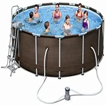 # Hot Stable Rattan Frame Pool Round Brown Swim Pool