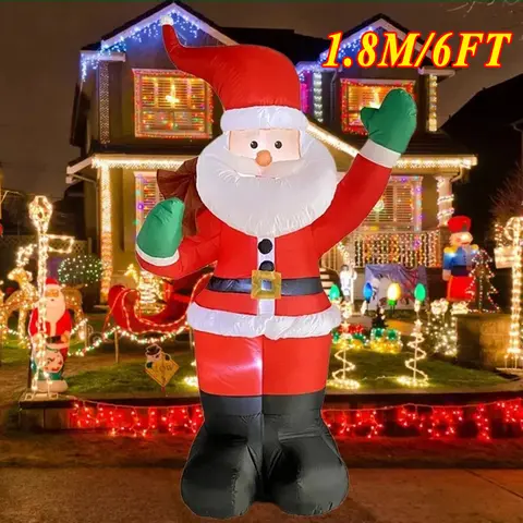 Mochila Papá Noel decoración navideña juguetes inflables con luz LED 1,8 M modelo inflable regalo de vacaciones decoración interior y exterior