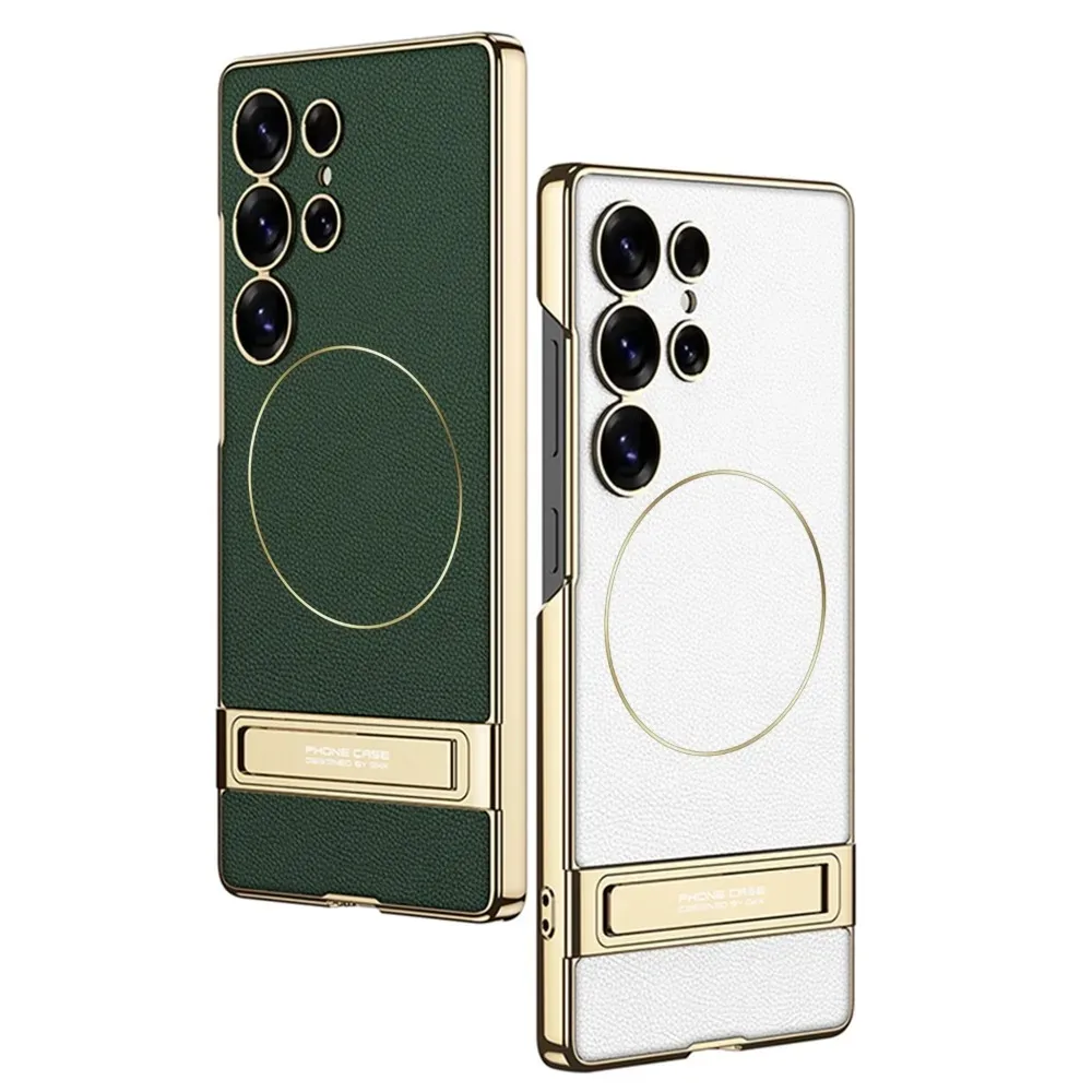 Electroplated PU Leather Hard Phone Case with Invisible Stand For Galaxy S23 S24 S25 Ultra For Magsafe Magnetic Shockproof Cover
Electroplated PU Leather Hard Phone Case with Invisible Stand For Galaxy S23 S24 S25 Ultra For Magsafe Magnetic Shockproof Cover