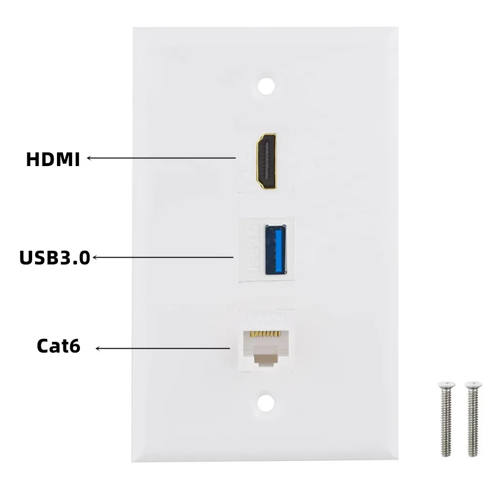 3 Port HDMI USB Ethernet Wall Plate - 1 HDMI Cat6 Ethernet Coax Wall Plate Female to Female with 1 USB 3.0 Jack - White
3 Port HDMI USB Ethernet Wall Plate - 1 HDMI Cat6 Ethernet Coax Wall Plate Female to Female with 1 USB 3.0 Jack - White