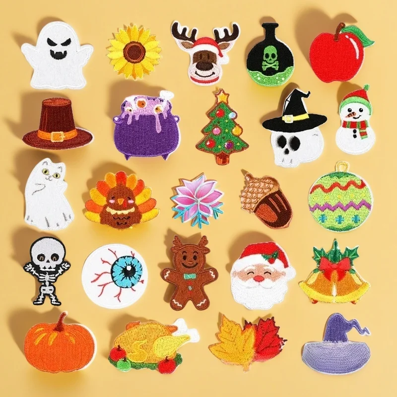 Ghost Embroidery Cloth Sticker Horror Skull Patch Sticker Bag Decoration Santa Pumpkin Thanksgiving
Ghost Embroidery Cloth Sticker Horror Skull Patch Sticker Bag Decoration Santa Pumpkin Thanksgiving