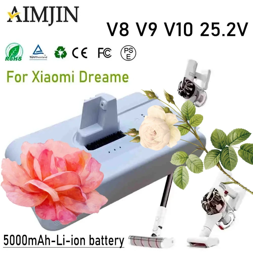 5000mAh for Xiaomi Dreame V8 V9 V10 25.2V Replacement Lithium Battery V9P XR VVN3 VVN4 Handheld Cordless Vacuum Cleaner battery
5000mAh for Xiaomi Dreame V8 V9 V10 25.2V Replacement Lithium Battery V9P XR VVN3 VVN4 Handheld Cordless Vacuum Cleaner battery