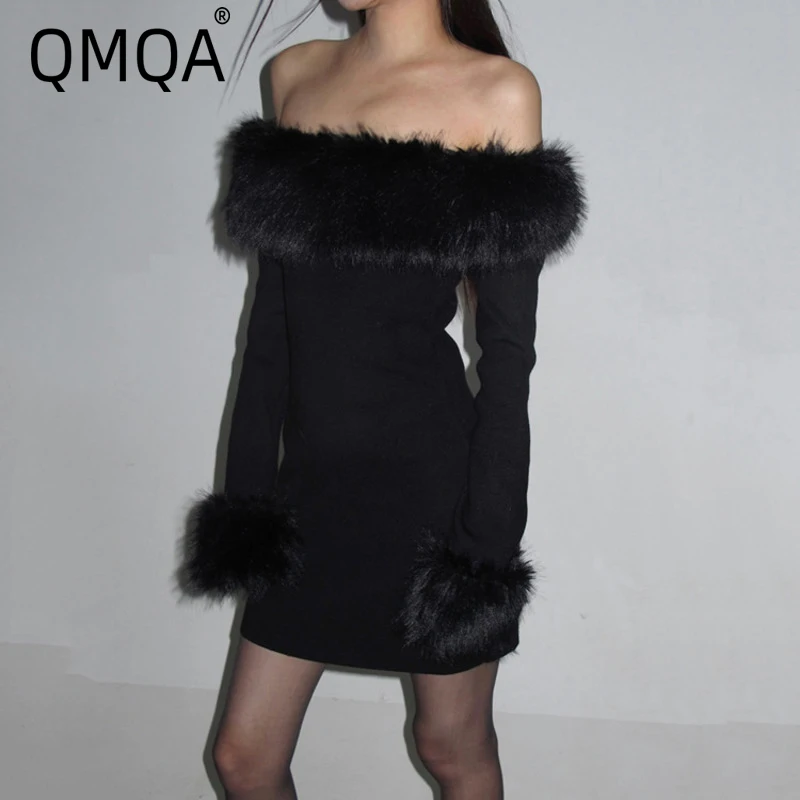 QMQA Fashion Women's Autumn Dresses Slash Neck Detachable Feather Long Sleeve Spliced Mini Party Dress New Clothing 1A758
QMQA Fashion Women's Autumn Dresses Slash Neck Detachable Feather Long Sleeve Spliced Mini Party Dress New Clothing 1A758