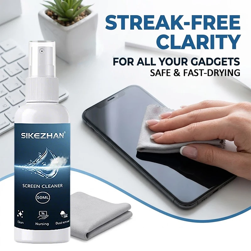 Universal Screen Cleaner Liquid with Soft Wiping Cloth for Smartphone LCD and LED Displays Mirror Shine Care 50ML SIKEZHAN
Universal Screen Cleaner Liquid with Soft Wiping Cloth for Smartphone LCD and LED Displays Mirror Shine Care 50ML SIKEZHAN