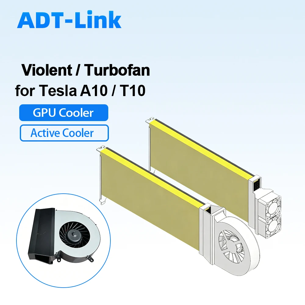 High Airflow Turbo Active Cooler Fan GPU Heatsink for NVIDIA Tesla A10 T10 Server Graphics Card
High Airflow Turbo Active Cooler Fan GPU Heatsink for NVIDIA Tesla A10 T10 Server Graphics Card