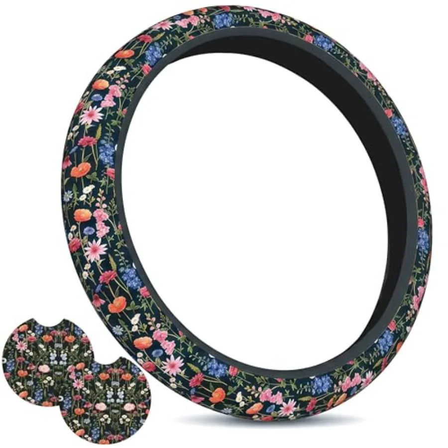 Car Steering Wheel Cover Wildflower Floral + Cars 2 Pieces Coasters Anti-Slip Breathable Universal for 14 - 15.5 Inch Fit for C
Car Steering Wheel Cover Wildflower Floral + Cars 2 Pieces Coasters Anti-Slip Breathable Universal for 14 - 15.5 Inch Fit for C