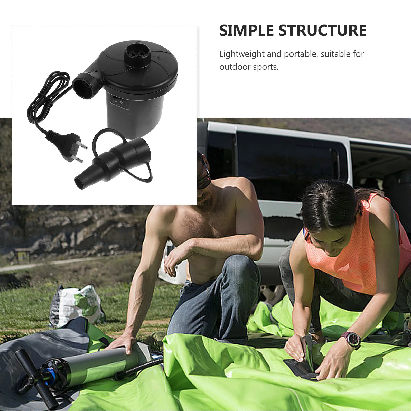 Electric Air Pump 3 Jet High Strength Portable Inflator for Outdoor Camping Air Mattress Blower Eu Plug
Electric Air Pump 3 Jet High Strength Portable Inflator for Outdoor Camping Air Mattress Blower Eu Plug