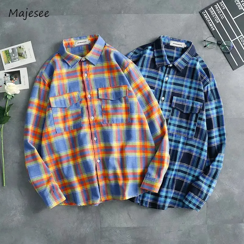 Plaid Shirts Men Temperament Popular Slouchy Spring Autumn Long Sleeve Penelled Pocket Japanese Style Male Streetwear Handsome
Plaid Shirts Men Temperament Popular Slouchy Spring Autumn Long Sleeve Penelled Pocket Japanese Style Male Streetwear Handsome