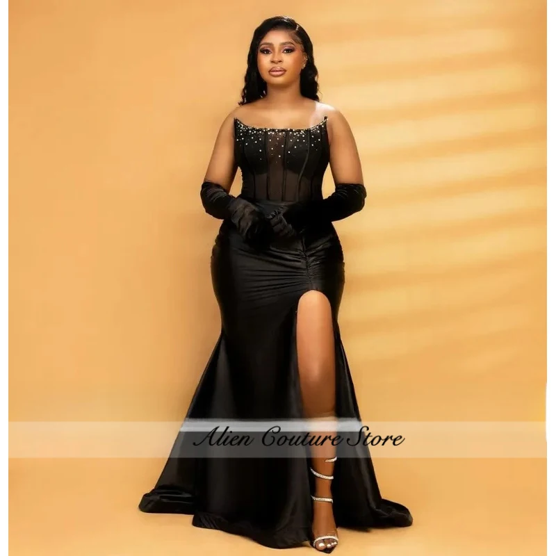 Black Prom Dress For Balck Girls 2026 Simple Mermaid High Split Beaded Sleeveless Wedding Evening Party Dresses Customized
Black Prom Dress For Balck Girls 2026 Simple Mermaid High Split Beaded Sleeveless Wedding Evening Party Dresses Customized