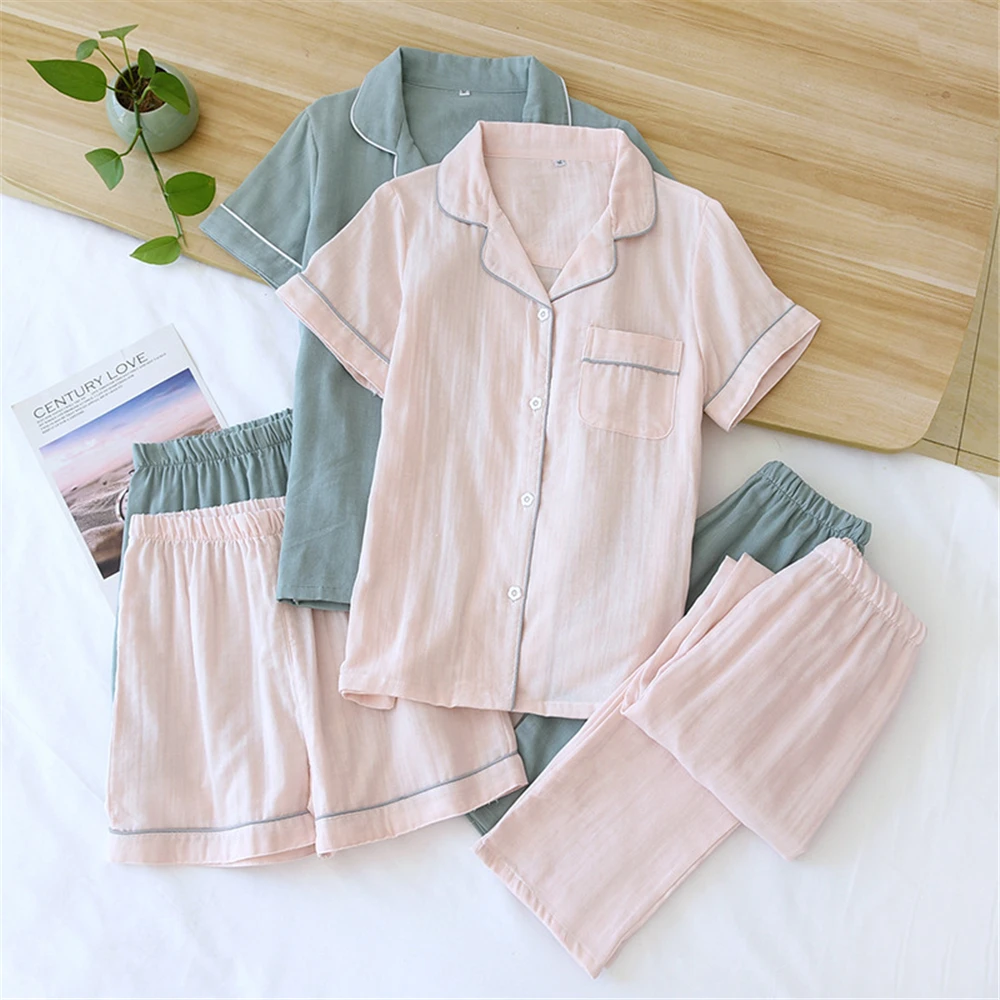 Spring/Summer New Cotton Viscose Short-Sleeved Trousers Ladies Pajamas Suit 3Pcs Printed Shorts Sleepwear Women's Home Nightwear
Spring/Summer New Cotton Viscose Short-Sleeved Trousers Ladies Pajamas Suit 3Pcs Printed Shorts Sleepwear Women's Home Nightwear