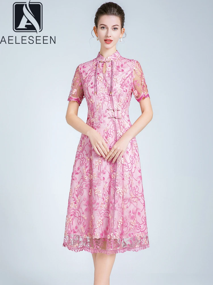 AELESEEN Women Elegant Long Pink Dress Fashion Designer Mesh Luxury Flower Embroidery See-Through Slim High Quality Party
AELESEEN Women Elegant Long Pink Dress Fashion Designer Mesh Luxury Flower Embroidery See-Through Slim High Quality Party