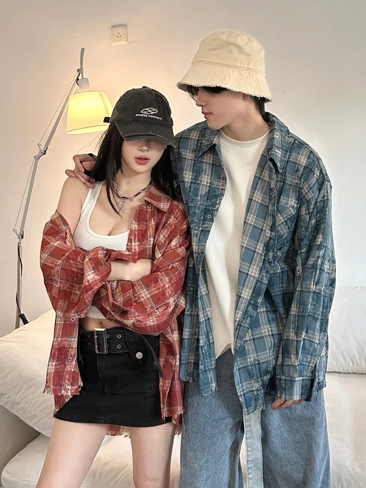 Retro American Plaid Shirt Jacket for Men Autumn Loose Lazy Style Couple Clothes Casual Shirt Long Sleeve Sharp Collar
Retro American Plaid Shirt Jacket for Men Autumn Loose Lazy Style Couple Clothes Casual Shirt Long Sleeve Sharp Collar