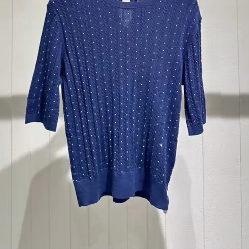 Spring/Summer Women Polka Dot Imitation Diamond O-Neck Solid Slim Knit Pullover Half Sleeve Elegant Casual Knitwear Top
Spring/Summer Women Polka Dot Imitation Diamond O-Neck Solid Slim Knit Pullover Half Sleeve Elegant Casual Knitwear Top