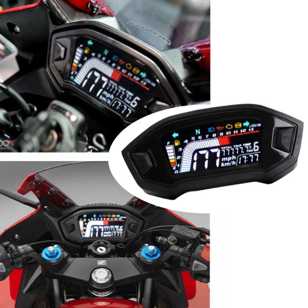 Motorcycle LED Adjustable Speedometer For 1, 2, 4 Cylinder Motorcycles Digital Odemeter Tachometer Instrument Panel Meter
Motorcycle LED Adjustable Speedometer For 1, 2, 4 Cylinder Motorcycles Digital Odemeter Tachometer Instrument Panel Meter