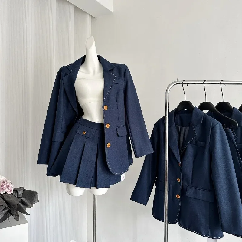 Korean Fashion Preppy Style Women Two Piece Skirt Sets Elegant Long Sleeve Loose Blazer Jacket + A Line Pleated Mini Skirt Sets
Korean Fashion Preppy Style Women Two Piece Skirt Sets Elegant Long Sleeve Loose Blazer Jacket + A Line Pleated Mini Skirt Sets