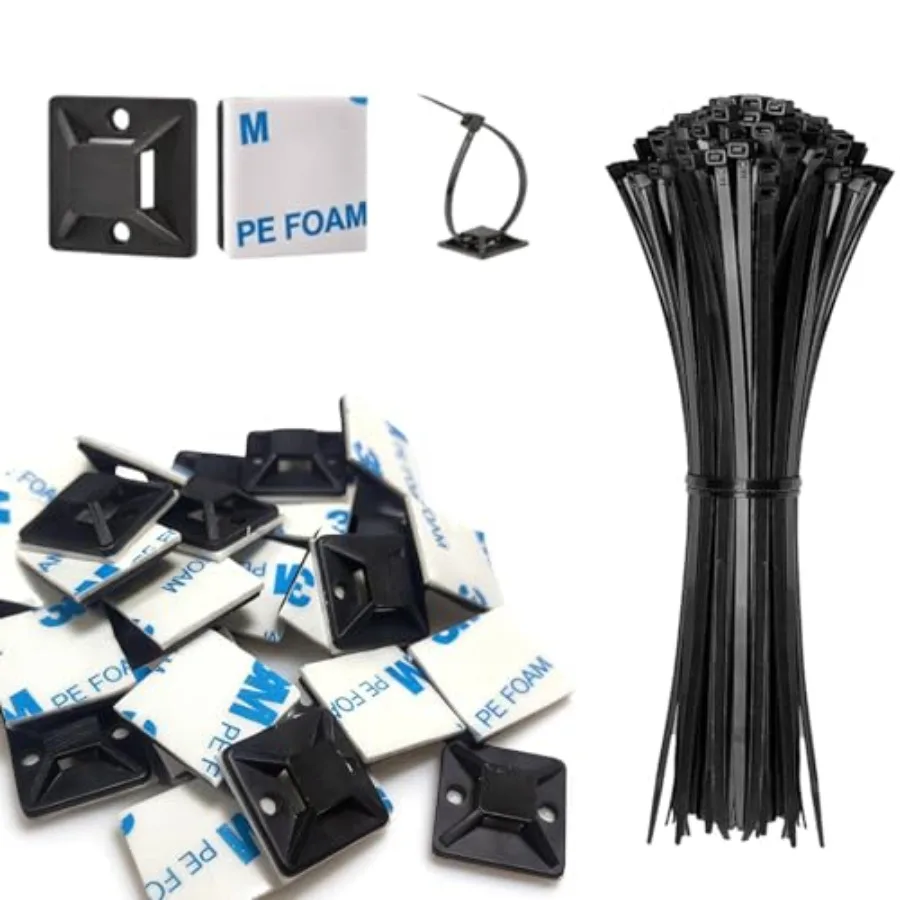 Strong Back-Glue Self Adhesive Cable Zip Tie Mounts Kit - Cable Management Clips with 6" Zip Ties, Wire Holders - Outdoor Stick
Strong Back-Glue Self Adhesive Cable Zip Tie Mounts Kit - Cable Management Clips with 6" Zip Ties, Wire Holders - Outdoor Stick