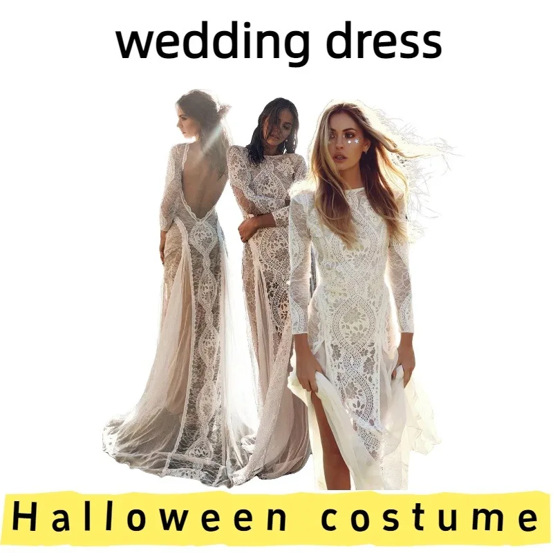 European American Women's Banquet Bridal Wedding Dress Round Neck Long Sleeve Dress for Weddings Banquets Formal Events Evening
European American Women's Banquet Bridal Wedding Dress Round Neck Long Sleeve Dress for Weddings Banquets Formal Events Evening