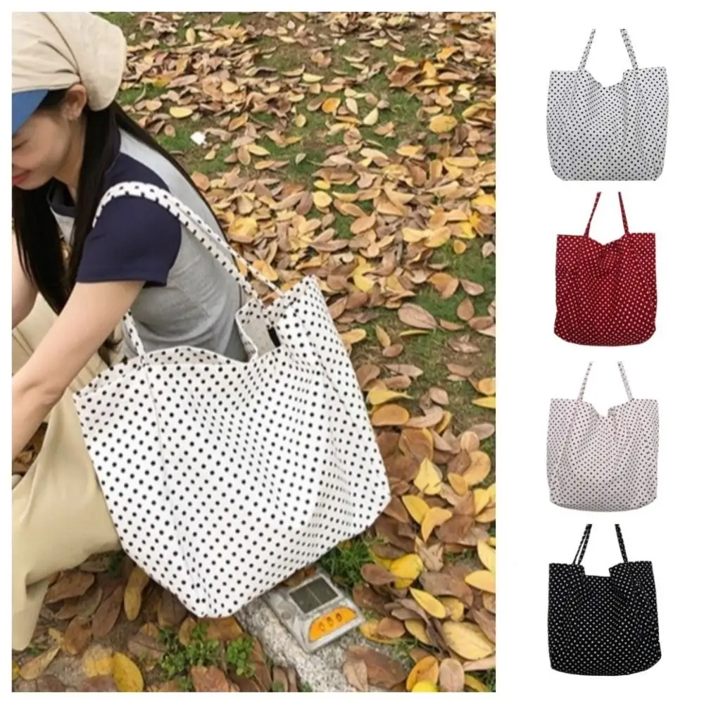Canvas Polka Dot Handbag Large Capacity Black Polka Dot Large-capacity Tote Bag Korean Style Comfortable Strap
Canvas Polka Dot Handbag Large Capacity Black Polka Dot Large-capacity Tote Bag Korean Style Comfortable Strap