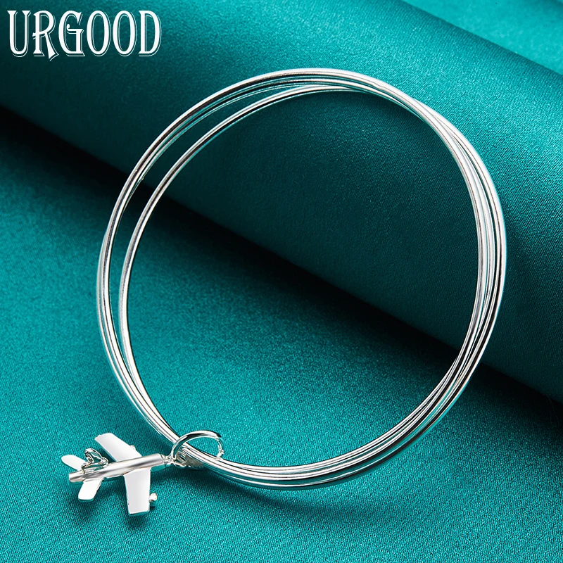925 Sterling Silver Jewelry Three Circle Aircraft Pendant Bangle For Women Party Engagement Wedding Fashion Gift
925 Sterling Silver Jewelry Three Circle Aircraft Pendant Bangle For Women Party Engagement Wedding Fashion Gift