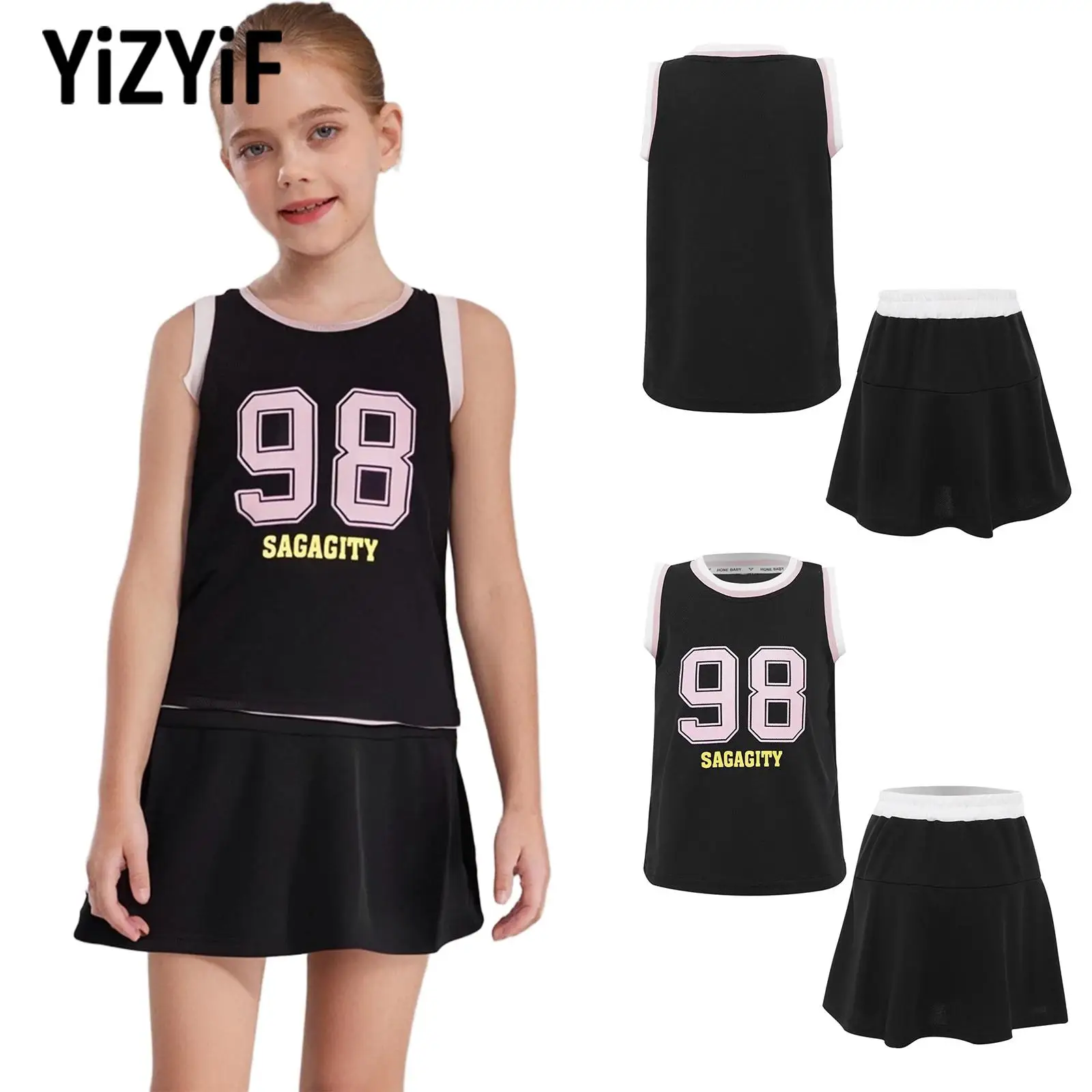 Girls Tennis Yoga Gym Sports Suit Sleeveless Moisture-Wicking Tank Top with Stretchy Skirts for Kids Workout Training Clothes
Girls Tennis Yoga Gym Sports Suit Sleeveless Moisture-Wicking Tank Top with Stretchy Skirts for Kids Workout Training Clothes