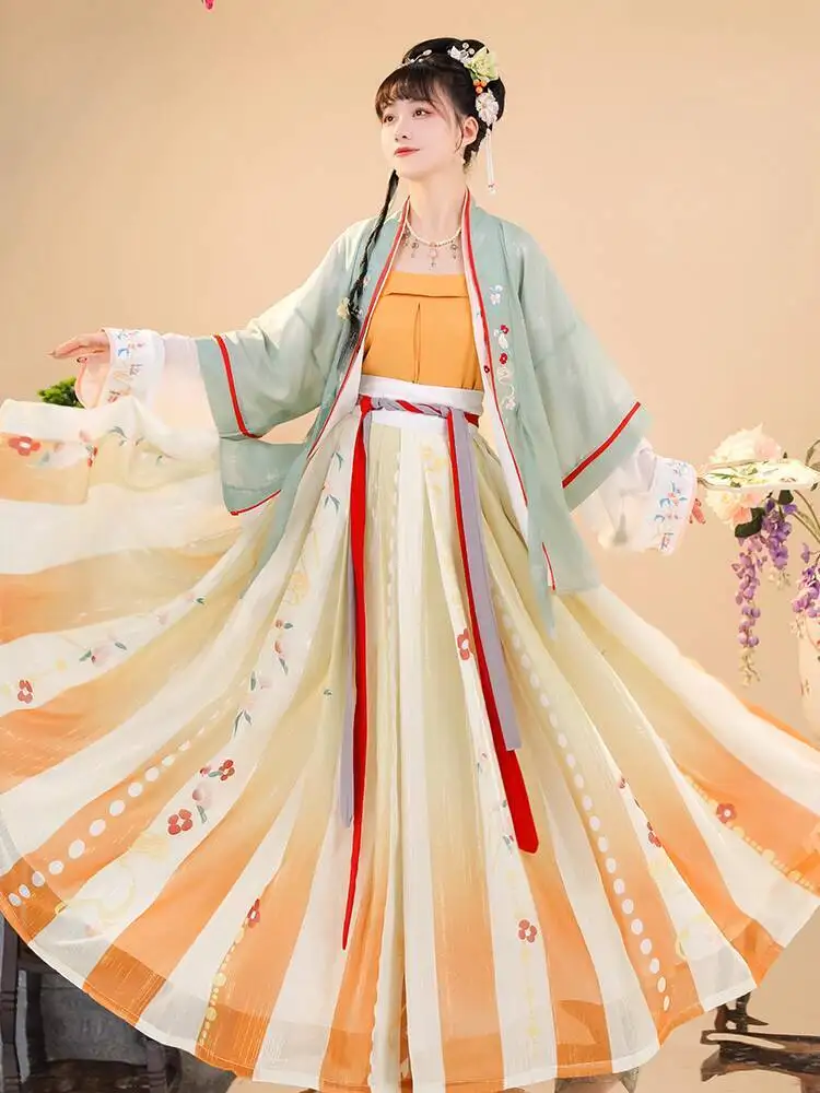Hanfu Women Chinese Style Traditional Flower Embroidery Stage Dance Dress Fairy Cosplay Costume Hanfu orange green For Women
Hanfu Women Chinese Style Traditional Flower Embroidery Stage Dance Dress Fairy Cosplay Costume Hanfu orange green For Women