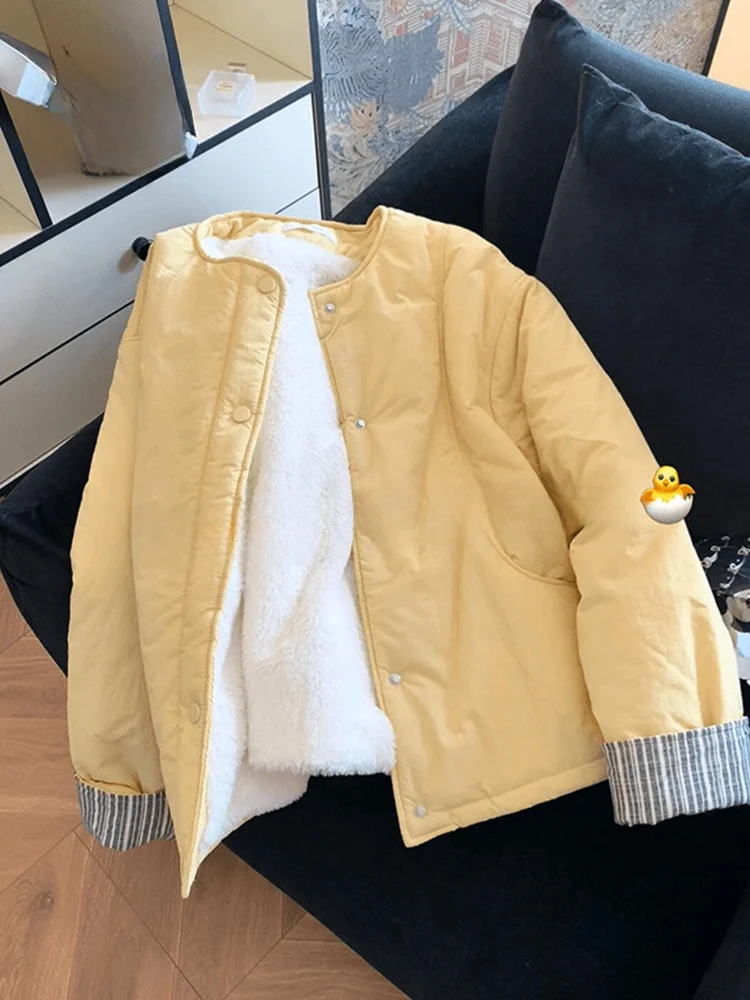 Korean Style Yellow round Neck Spliced Cotton Jacket Women's Autumn Winter Short Fashion Bread Coat Top Sweet Loose Fit Long ...
Korean Style Yellow round Neck Spliced Cotton Jacket Women's Autumn Winter Short Fashion Bread Coat Top Sweet Loose Fit Long ...