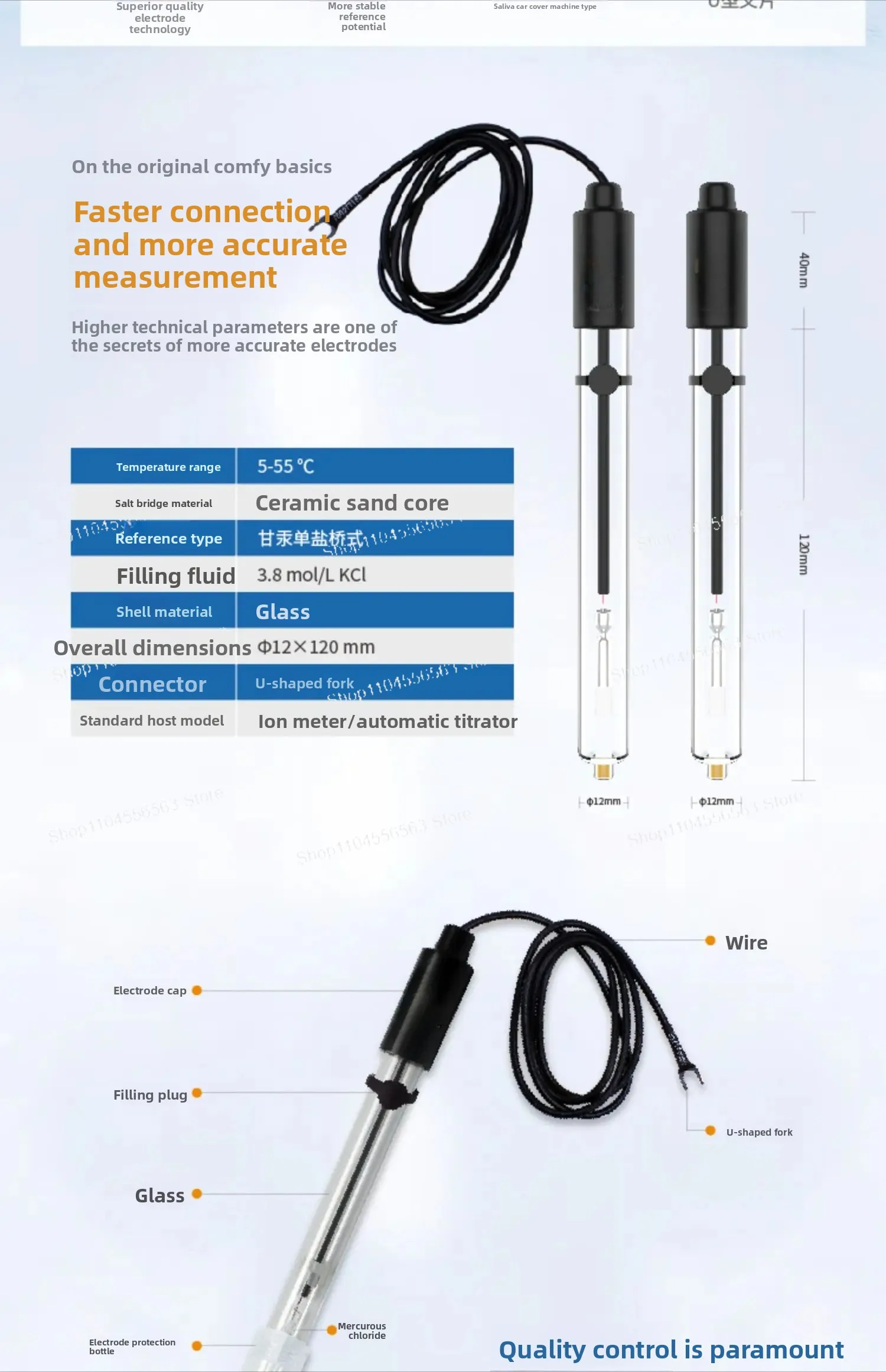 6802-01 Laboratory Reference Electrode - High Precision Electrochemical Probe for pH/ORP/Ion Concentration Measurement
6802-01 Laboratory Reference Electrode - High Precision Electrochemical Probe for pH/ORP/Ion Concentration Measurement
