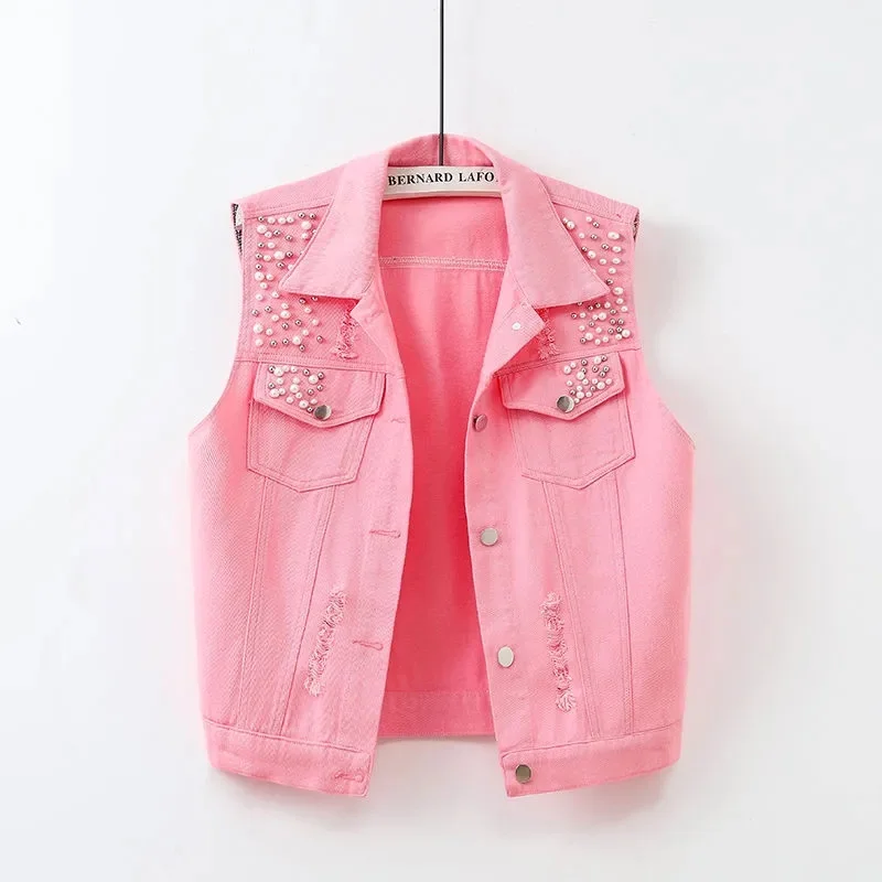 Lady Wash Large Size 5XL Denim Sleeveless Jacket 2025 Femme Cowboy Vest Spring Women Broken Hole Nail Bead Jeans Waistcoat Coat
Lady Wash Large Size 5XL Denim Sleeveless Jacket 2025 Femme Cowboy Vest Spring Women Broken Hole Nail Bead Jeans Waistcoat Coat