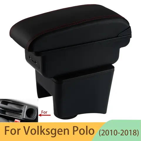 For Volkswagen POLO Armrest new For VW POLO Mk5 6R Vento Car Armrest box 2010-2018 Storage box Retrofit Interior Car Accessories