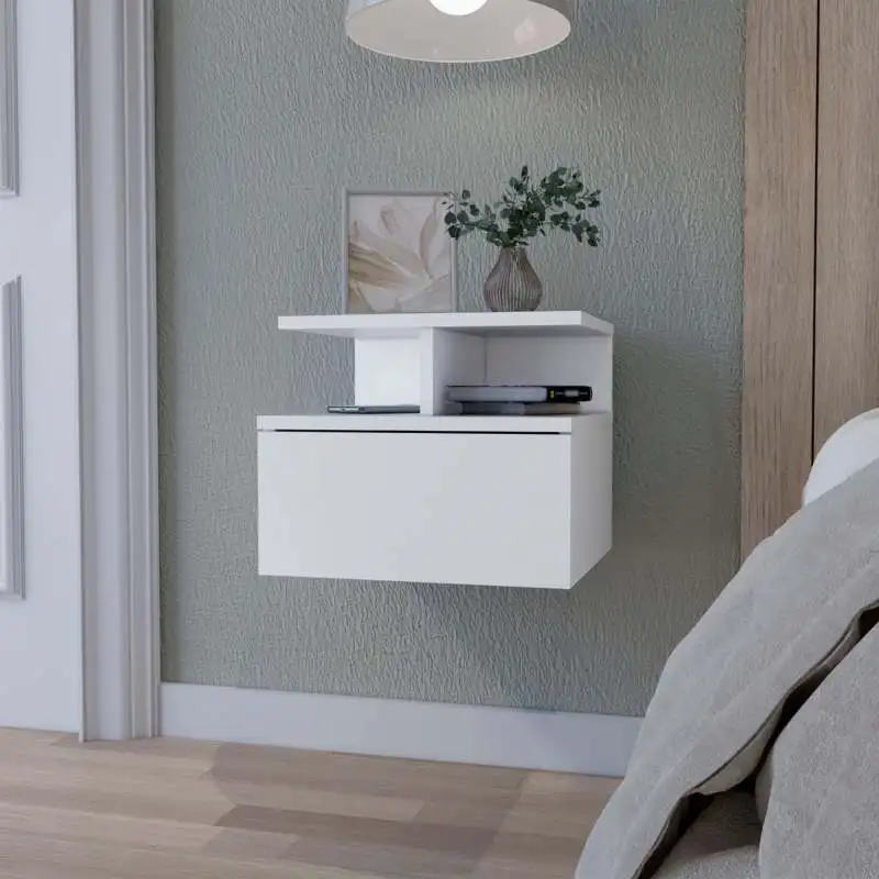 Augusta Floating Nightstand with 2-Tier Shelf and 1-Drawer
Augusta Floating Nightstand with 2-Tier Shelf and 1-Drawer