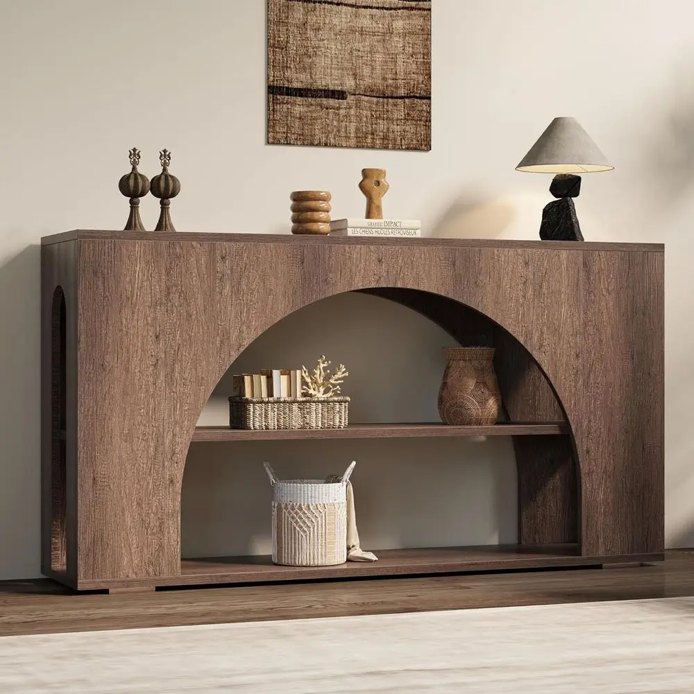 55 Arched Oak Table with 3-Tier Storage, Ideal for Behind Couch, Entryway or Living Room
55 Arched Oak Table with 3-Tier Storage, Ideal for Behind Couch, Entryway or Living Room