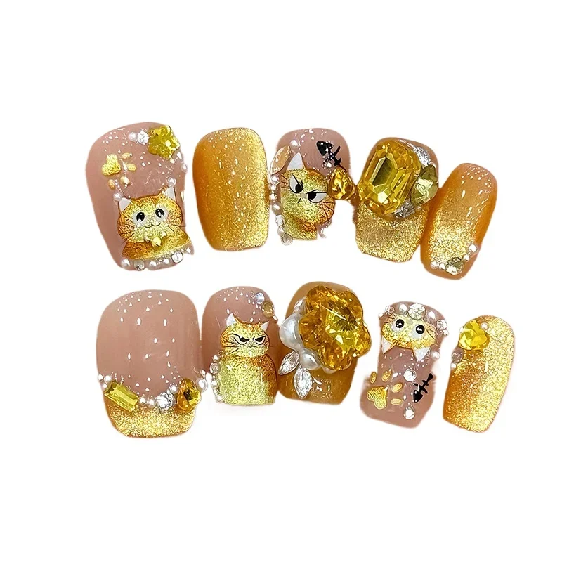 *Cat's eye wearing nail short exquisite and cute nail art pure handmade high-quality nail patch
*Cat's eye wearing nail short exquisite and cute nail art pure handmade high-quality nail patch