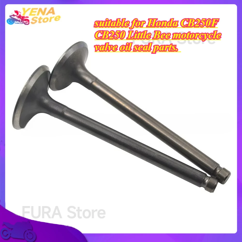 Intake and exhaust valve, suitable for Honda CB250F CB250 Little Bee motorcycle valve oil seal parts. 
Intake and exhaust valve, suitable for Honda CB250F CB250 Little Bee motorcycle valve oil seal parts.